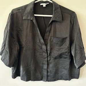 Lunya Gray Boxy Button Down Pajama Top